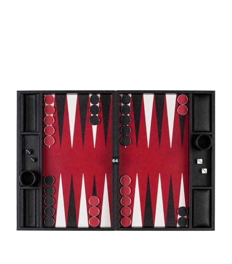 Black Saffiano Leather Backgammon Set 